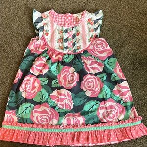 Floral Kids Dress with Ruffle Sleeves